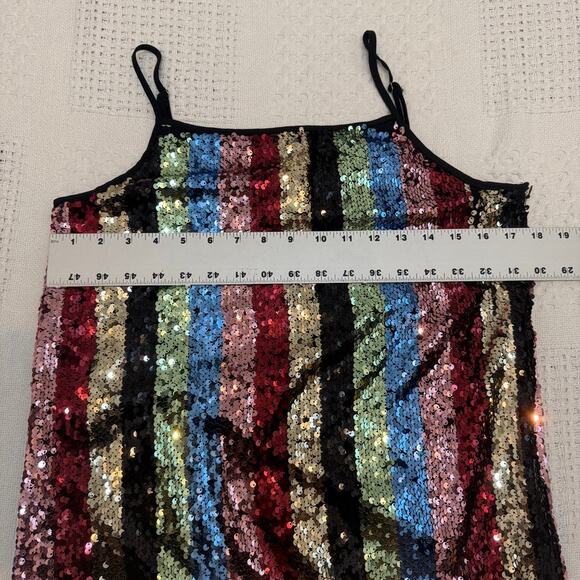 medium sequin multicolor striped mini dress metallic D4 2921 - Picture 3 of 11